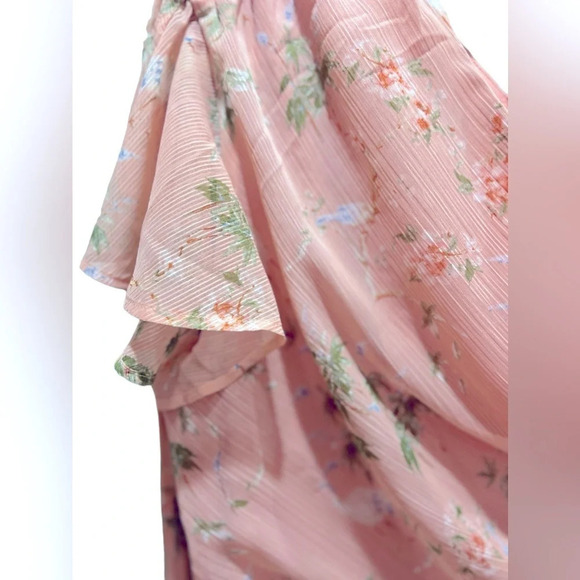 New size 10 banana republic one shoulder pink dress. Sweet southern print. - Picture 5 of 9